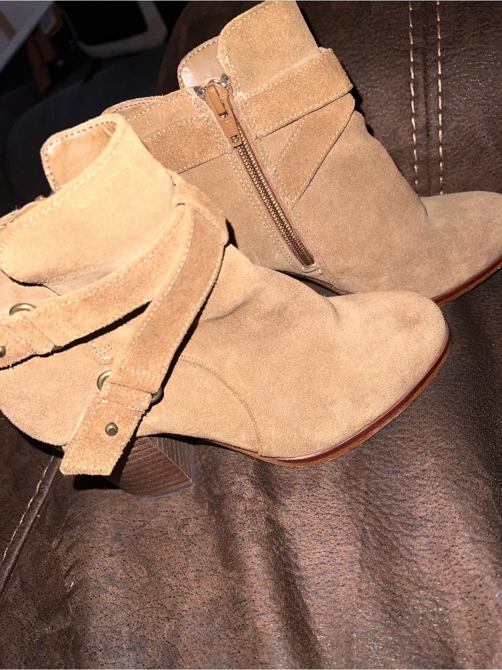 Gianni Bini Suede Ankle Booties with Wrap Strap